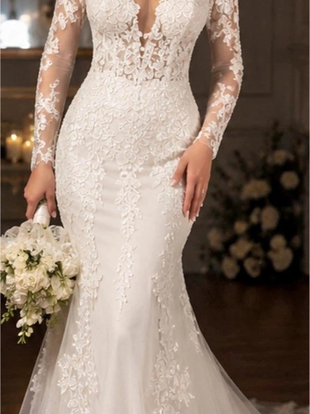 Lace Mermaid Wedding Dress Like New